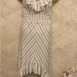 Express Striped High Low Striped Dress with Ruffles